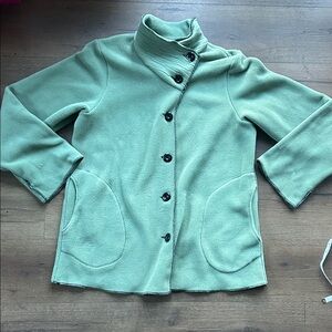 Maralyce Ferree Fleece Elegant Mint Pea Coat with Black Buttons ! Large